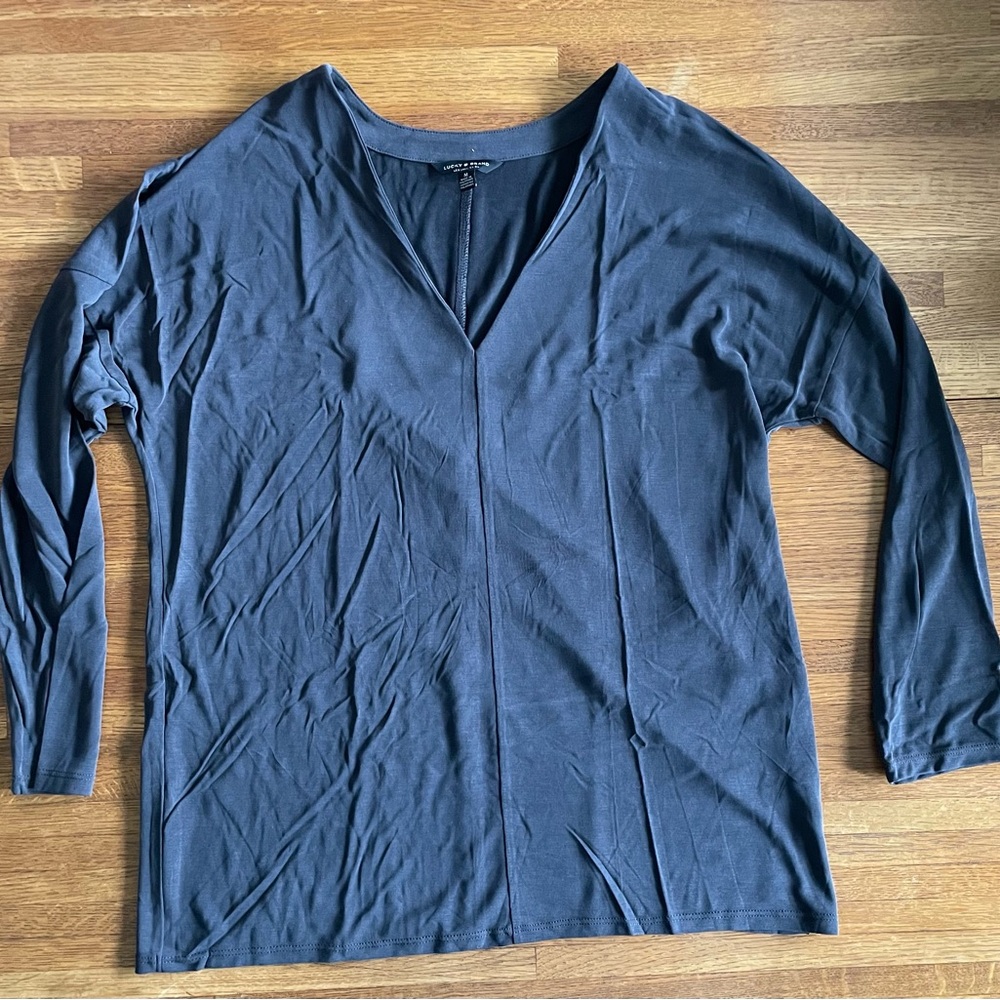 Lucky Brand Sandwash Gray 3/4 Sleeve Relaxed Shirt